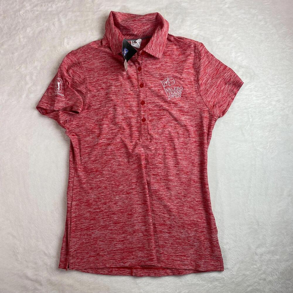 Under‎ Armour Heatgear Shirt Polo Womens Small Red Valero Texas Open San Antonio